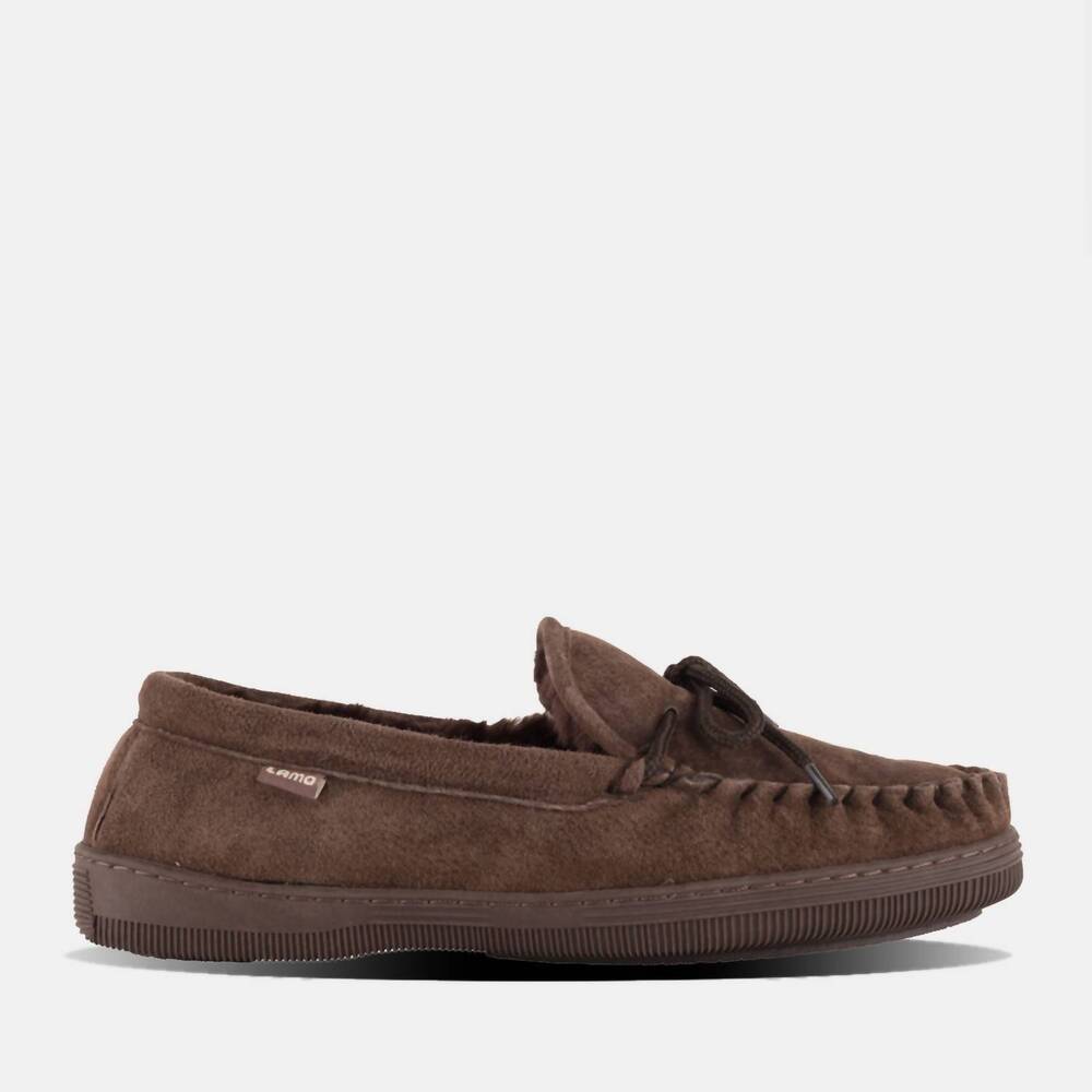 NEW LAMO men's moccasin slipper in chocolate